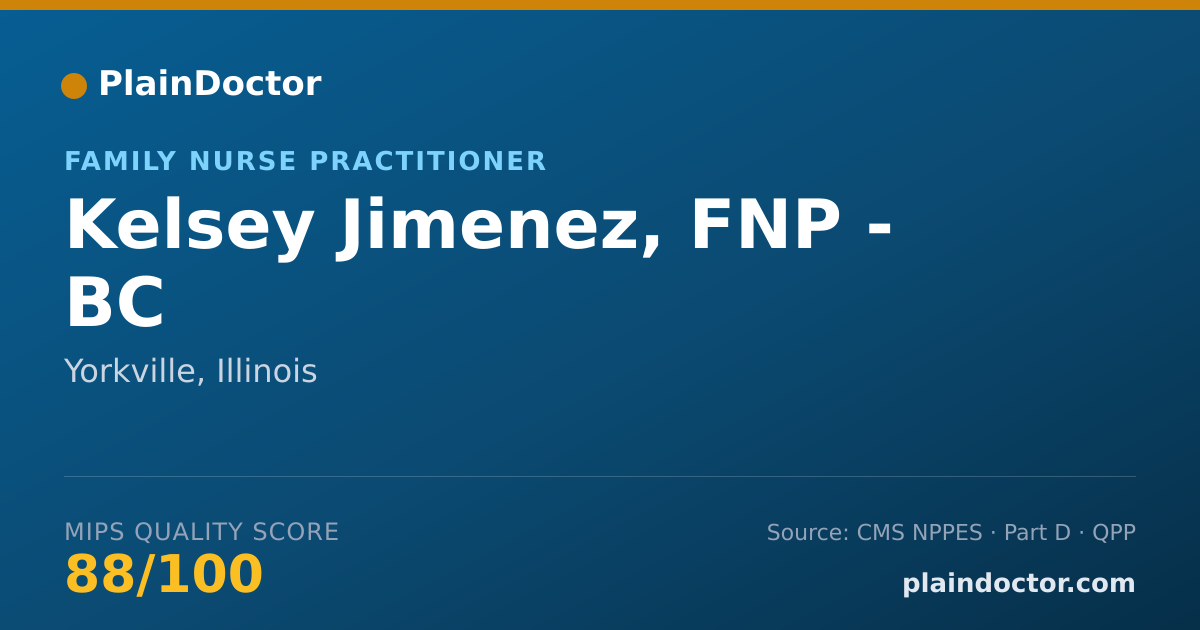 Shareable card for Kelsey Jimenez, FNP - BC - Family Nurse Practitioner, Yorkville, IL
