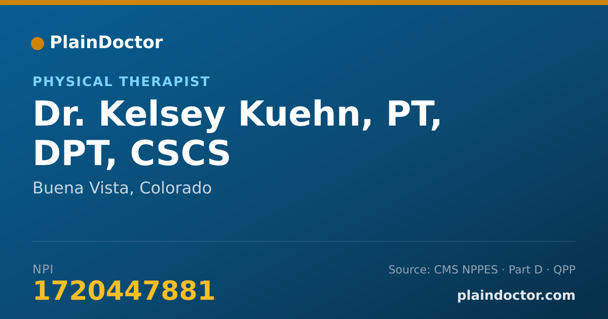 Shareable card for Kelsey Kuehn, PT, DPT, CSCS - Physical Therapist, Buena Vista, CO