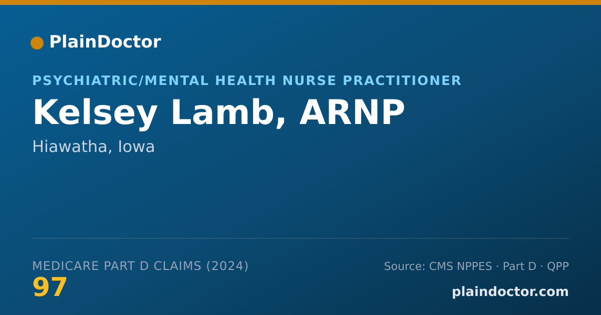 Shareable card for Kelsey Lamb, ARNP - Psychiatric/Mental Health Nurse Practitioner, Hiawatha, IA