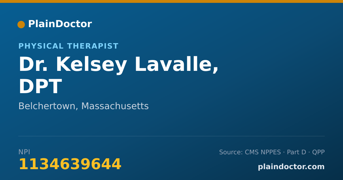 Shareable card for Kelsey Lavalle, DPT - Physical Therapist, Belchertown, MA
