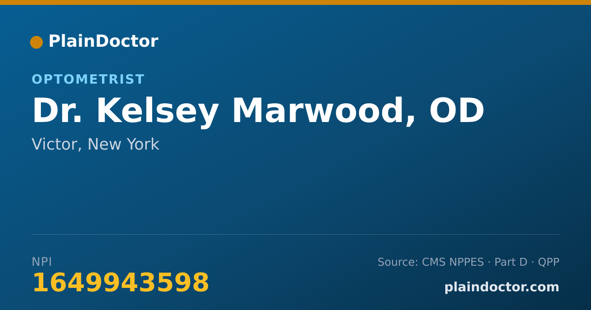 Shareable card for Kelsey Marwood, OD - Optometrist, Victor, NY