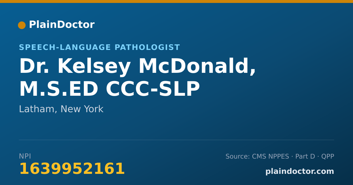 Shareable card for Kelsey McDonald, M.S.ED CCC-SLP - Speech-Language Pathologist, Latham, NY