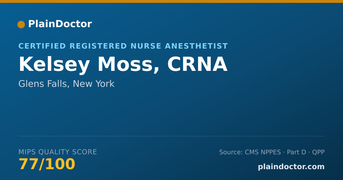 Shareable card for Kelsey Moss, CRNA - Certified Registered Nurse Anesthetist, Glens Falls, NY