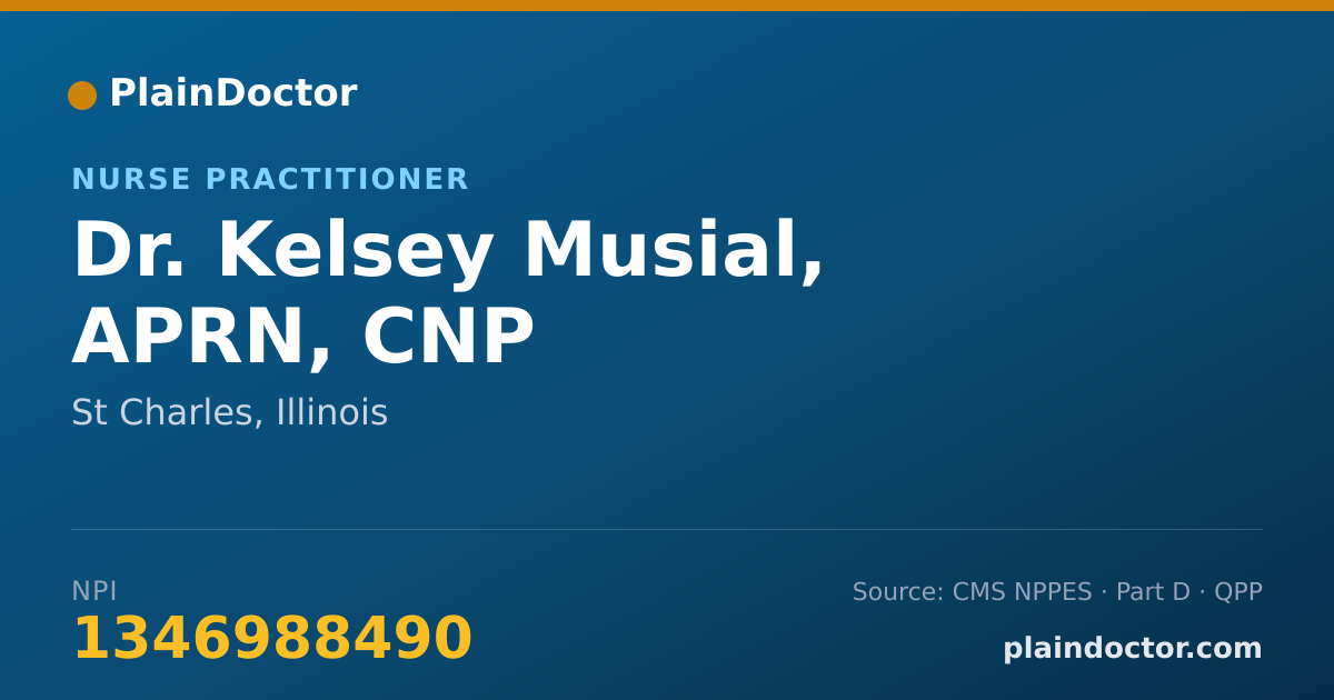 Shareable card for Kelsey Musial, APRN, CNP - Nurse Practitioner, St Charles, IL
