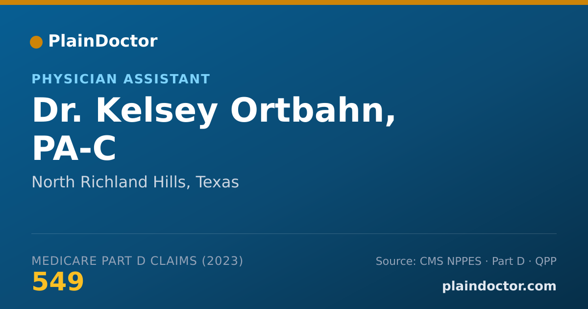 Shareable card for Kelsey Ortbahn, PA-C - Physician Assistant, North Richland Hills, TX