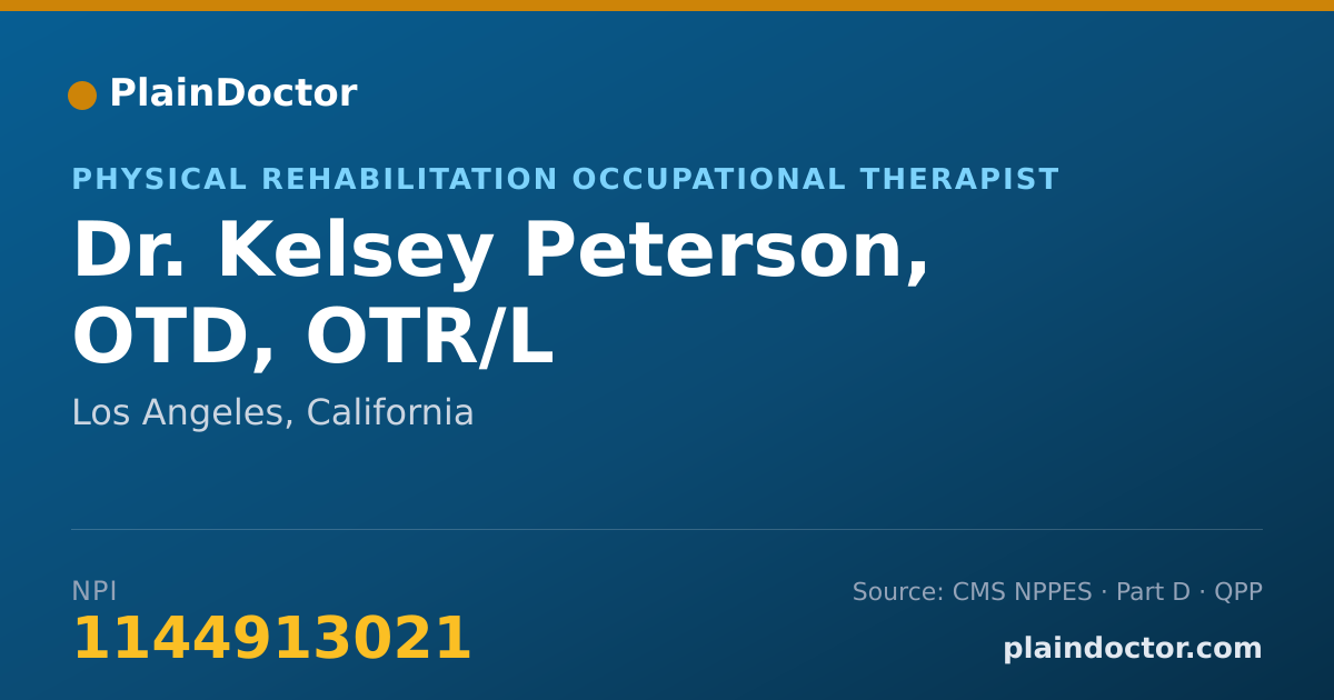 Shareable card for Kelsey Peterson, OTD, OTR/L - Physical Rehabilitation Occupational Therapist, Los Angeles, CA