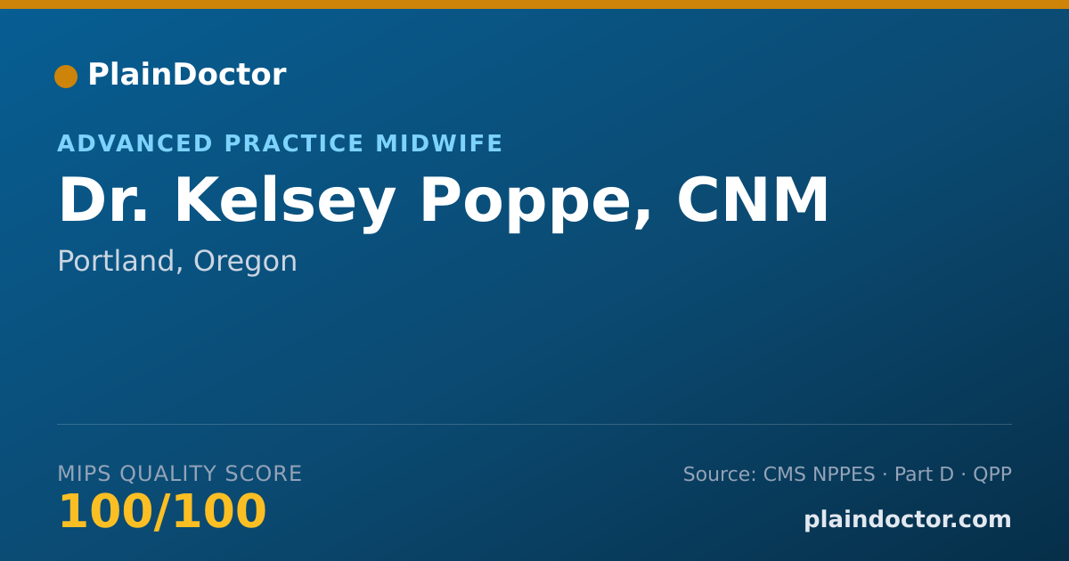 Shareable card for Kelsey Poppe, CNM - Advanced Practice Midwife, Portland, OR