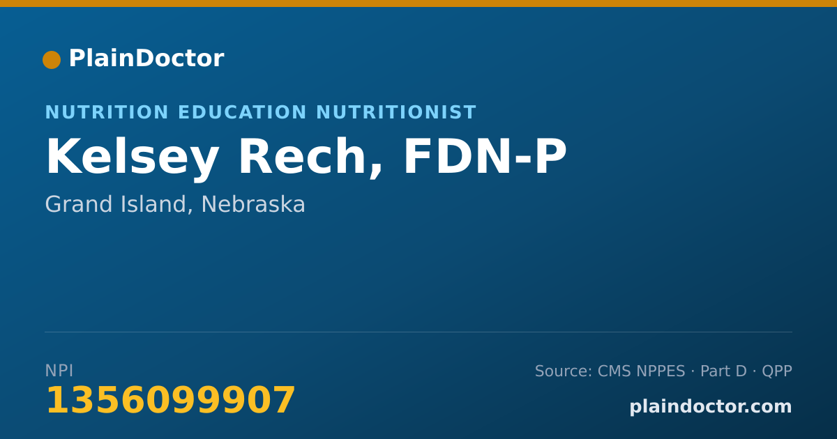 Shareable card for Kelsey Rech, FDN-P - Nutrition Education Nutritionist, Grand Island, NE