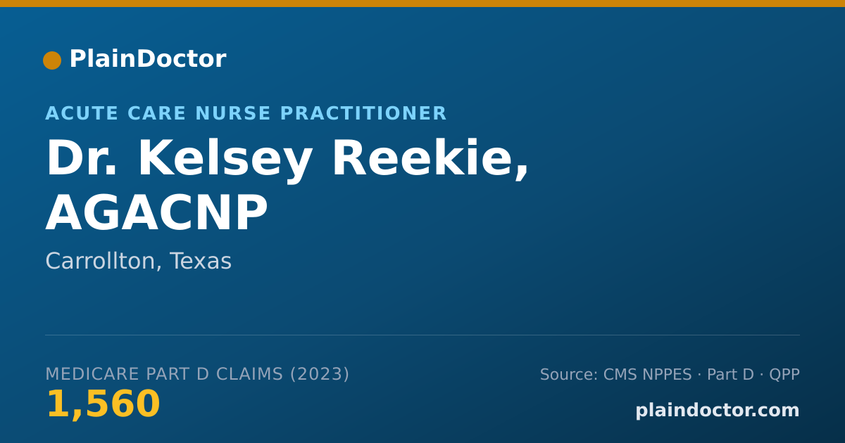 Shareable card for Kelsey Reekie, AGACNP - Acute Care Nurse Practitioner, Carrollton, TX