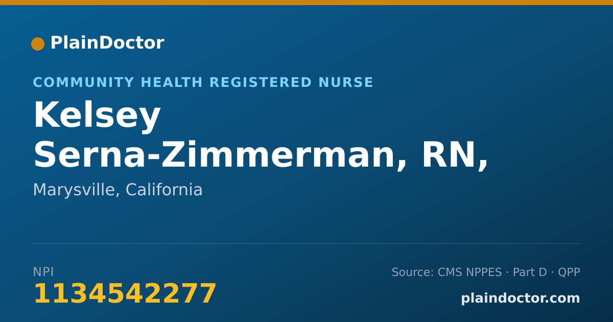 Shareable card for Kelsey Serna-Zimmerman, RN, PHN - Community Health Registered Nurse, Marysville, CA