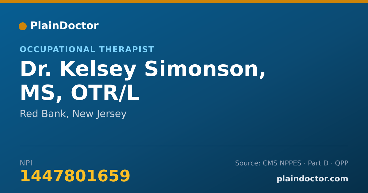 Shareable card for Kelsey Simonson, MS, OTR/L - Occupational Therapist, Red Bank, NJ