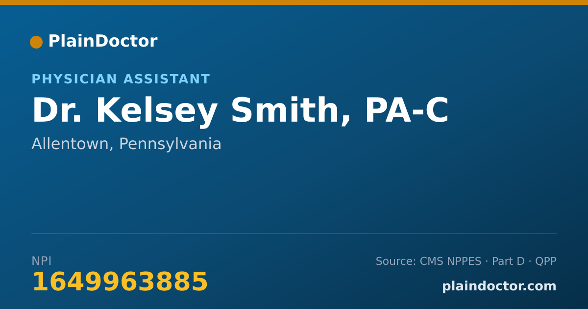 Shareable card for Kelsey Smith, PA-C - Physician Assistant, Allentown, PA