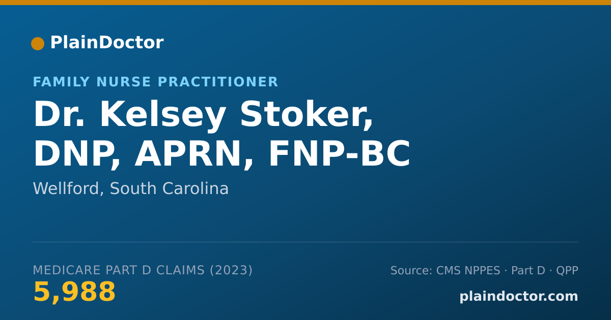 Shareable card for Kelsey Stoker, DNP, APRN, FNP-BC - Family Nurse Practitioner, Wellford, SC