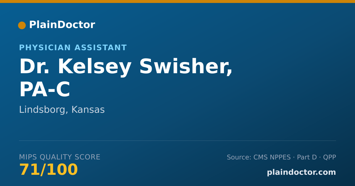 Shareable card for Kelsey Swisher, PA-C - Physician Assistant, Lindsborg, KS