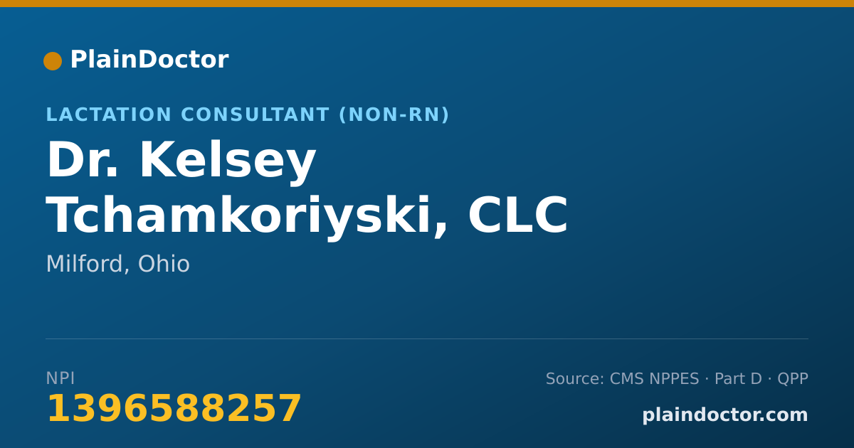 Shareable card for Kelsey Tchamkoriyski, CLC - Lactation Consultant (Non-RN), Milford, OH