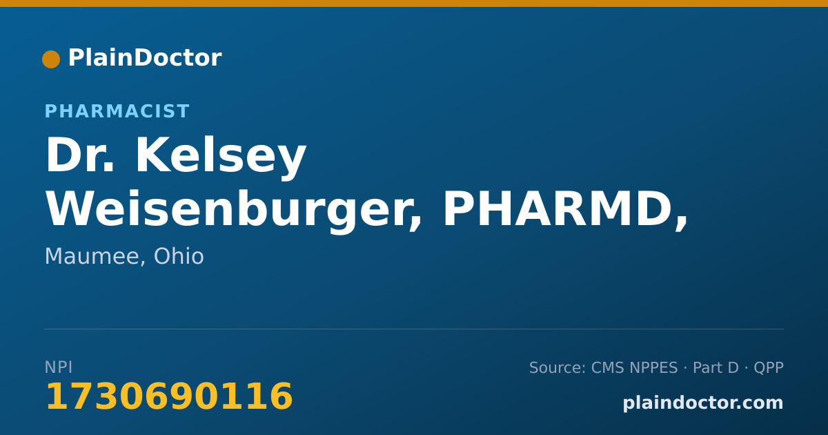 Shareable card for Kelsey Weisenburger, PHARMD, RPH - Pharmacist, Maumee, OH