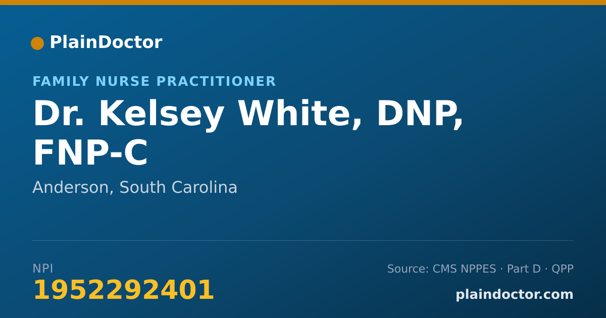 Shareable card for Kelsey White, DNP, FNP-C - Family Nurse Practitioner, Anderson, SC