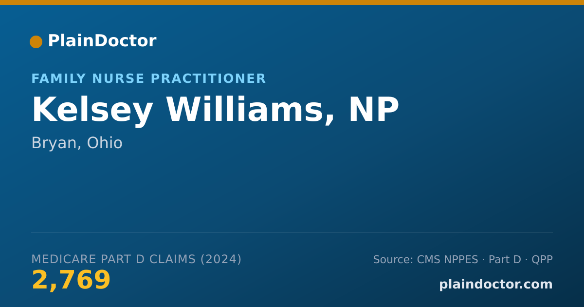 Shareable card for Kelsey Williams, NP - Family Nurse Practitioner, Bryan, OH