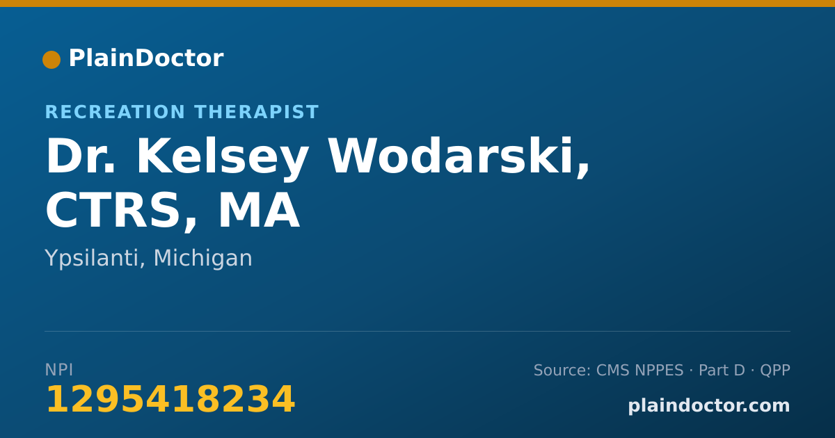 Shareable card for Kelsey Wodarski, CTRS, MA - Recreation Therapist, Ypsilanti, MI