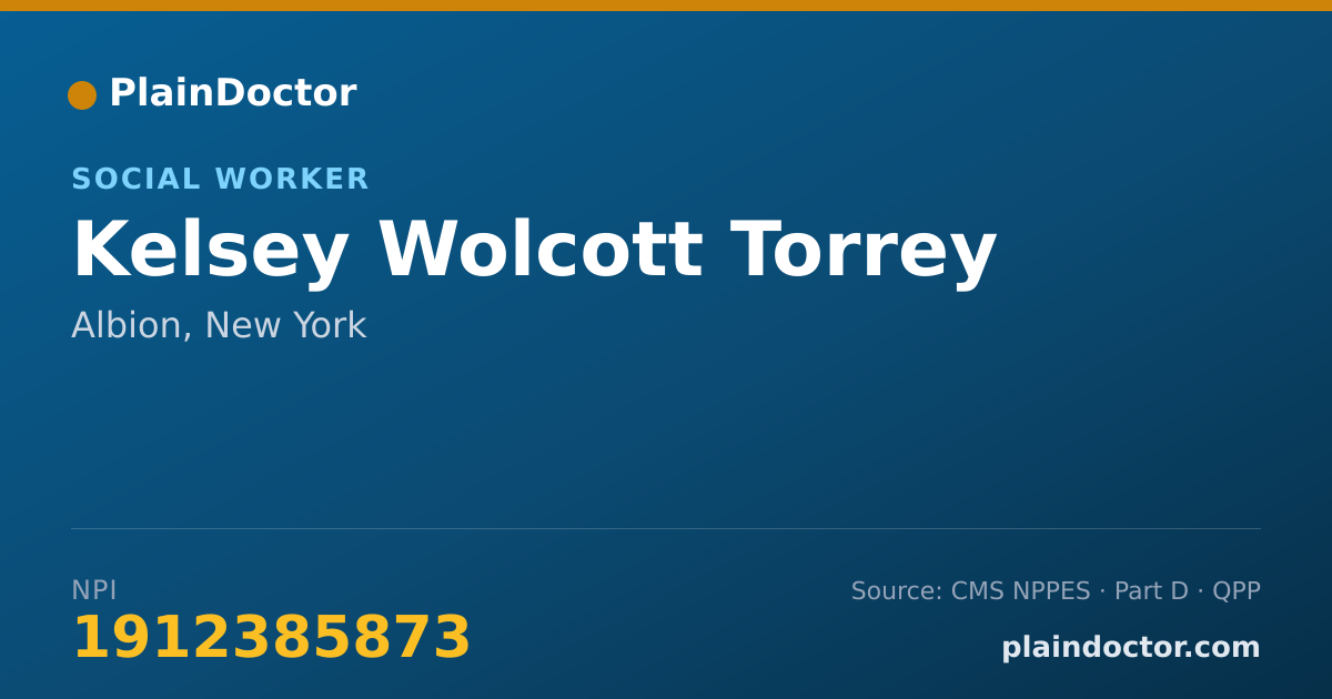 Shareable card for Kelsey Wolcott Torrey - Social Worker, Albion, NY