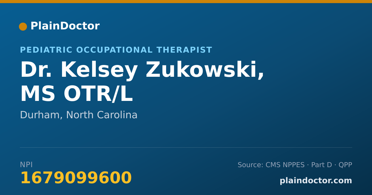 Shareable card for Kelsey Zukowski, MS OTR/L - Pediatric Occupational Therapist, Durham, NC