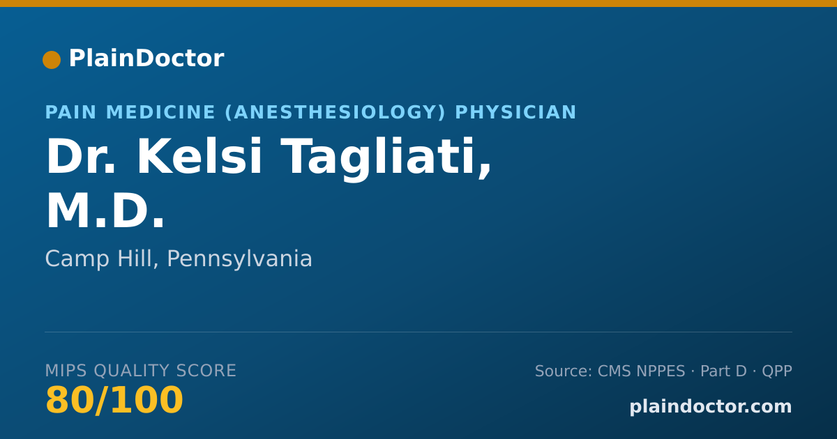 Shareable card for Kelsi Tagliati, M.D. - Pain Medicine (Anesthesiology) Physician, Camp Hill, PA