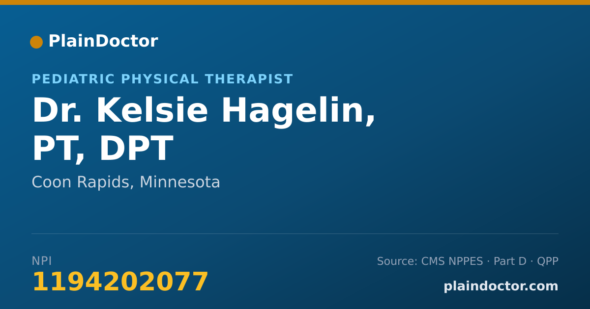 Shareable card for Kelsie Hagelin, PT, DPT - Pediatric Physical Therapist, Coon Rapids, MN