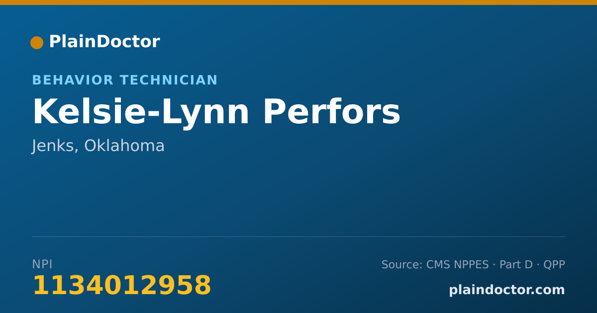 Shareable card for Kelsie-Lynn Perfors - Behavior Technician, Jenks, OK