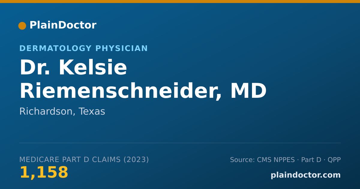 Shareable card for Kelsie Riemenschneider, MD - Dermatology Physician, Richardson, TX