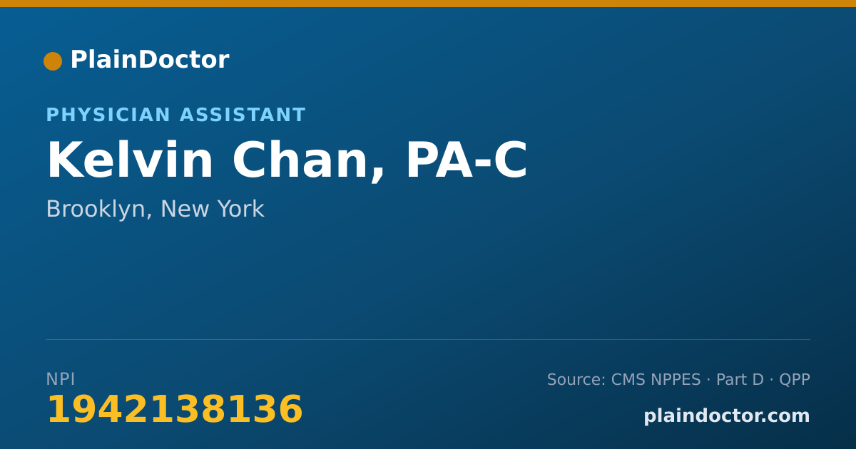 Shareable card for Kelvin Chan, PA-C - Physician Assistant, Brooklyn, NY
