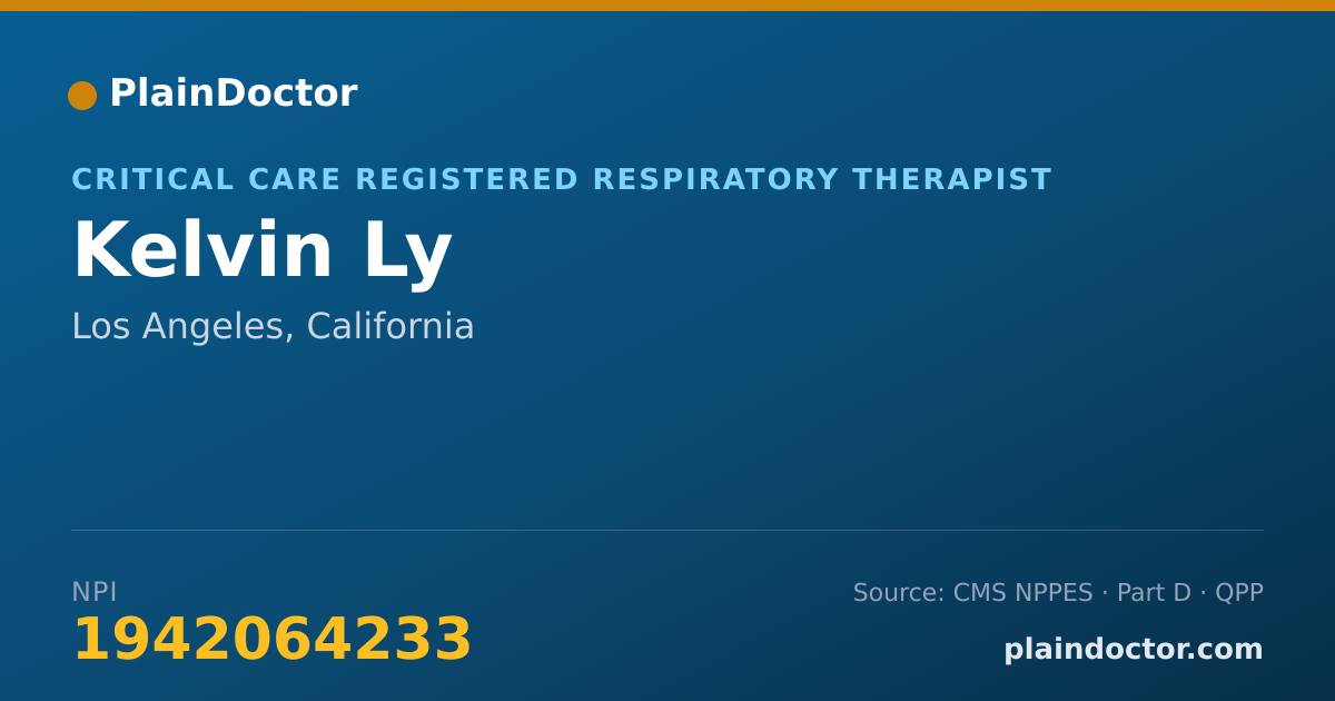Shareable card for Kelvin Ly - Critical Care Registered Respiratory Therapist, Los Angeles, CA