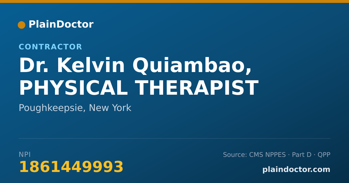 Shareable card for Kelvin Quiambao, PHYSICAL THERAPIST - Contractor, Poughkeepsie, NY