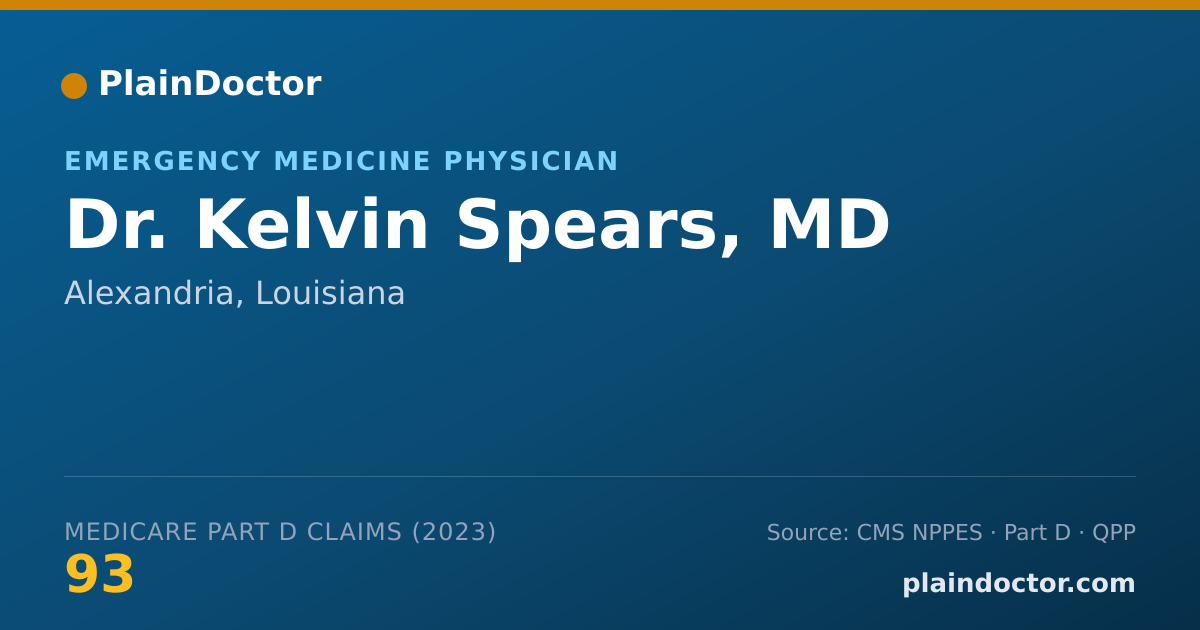Shareable card for Kelvin Spears, MD - Emergency Medicine Physician, Alexandria, LA