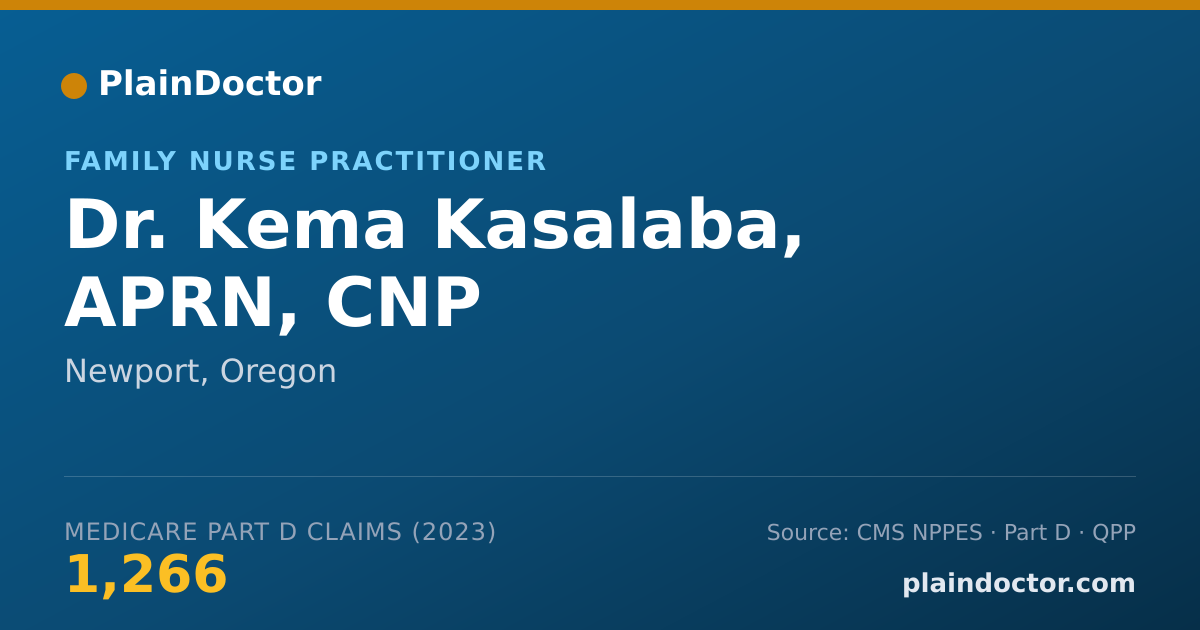 Shareable card for Kema Kasalaba, APRN, CNP - Family Nurse Practitioner, Newport, OR