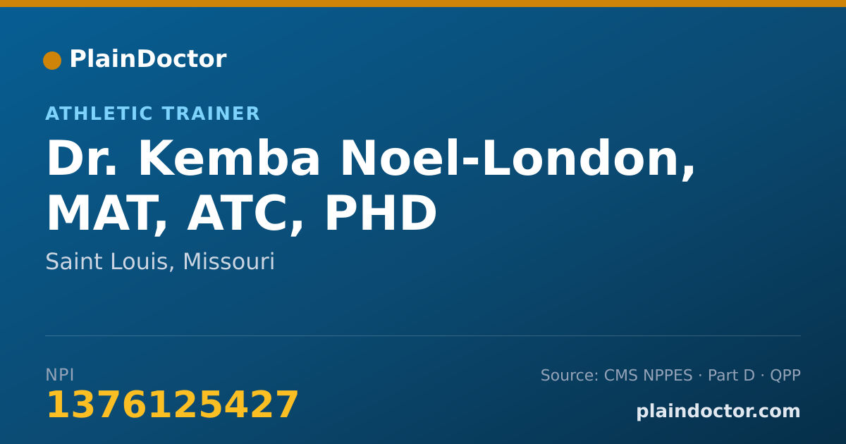 Shareable card for Kemba Noel-London, MAT, ATC, PHD - Athletic Trainer, Saint Louis, MO