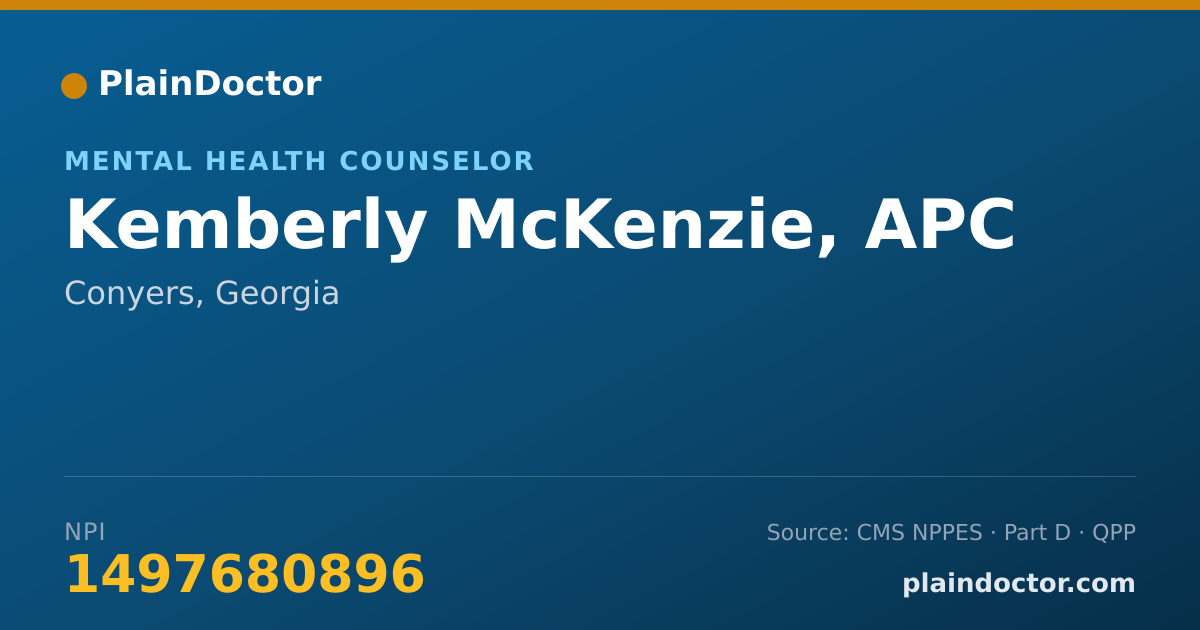 Shareable card for Kemberly McKenzie, APC - Mental Health Counselor, Conyers, GA