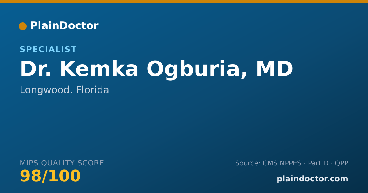 Shareable card for Kemka Ogburia, MD - Specialist, Longwood, FL