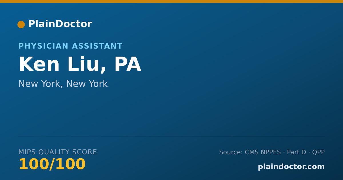 Shareable card for Ken Liu, PA - Physician Assistant, New York, NY