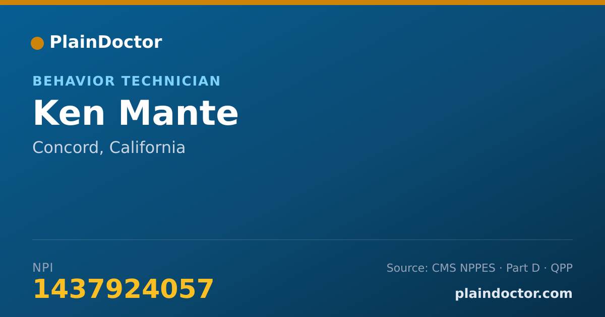 Shareable card for Ken Mante - Behavior Technician, Concord, CA