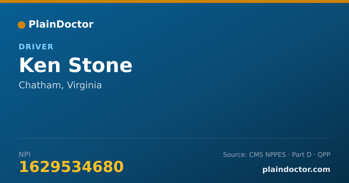 Shareable card for Ken Stone - Driver, Chatham, VA