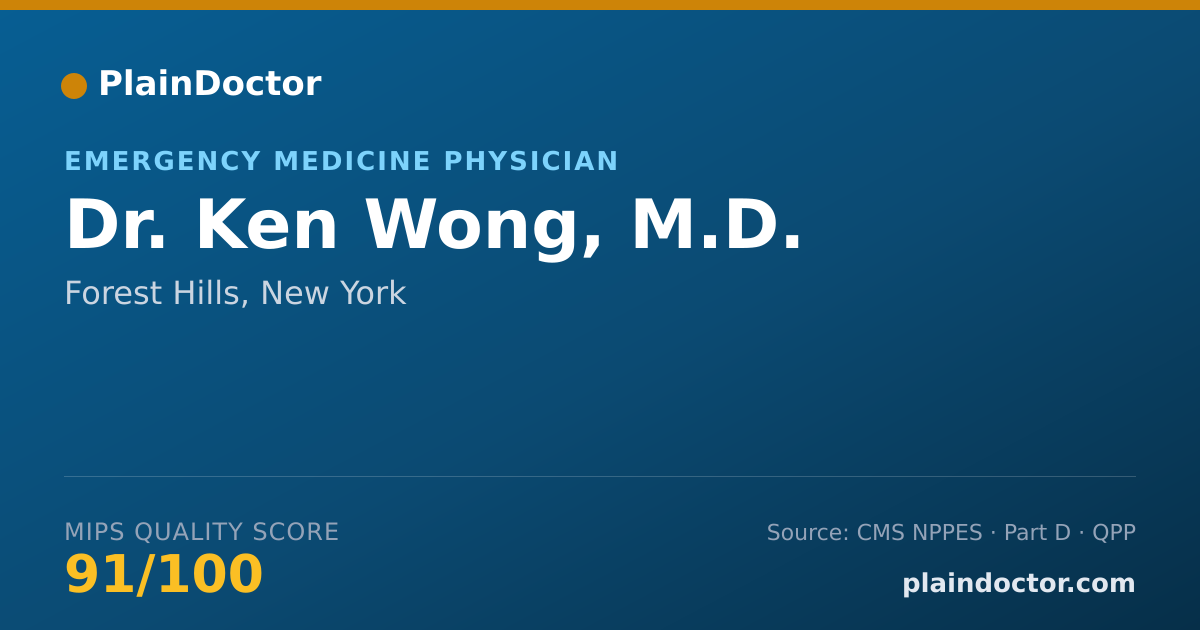 Shareable card for Ken Wong, M.D. - Emergency Medicine Physician, Forest Hills, NY