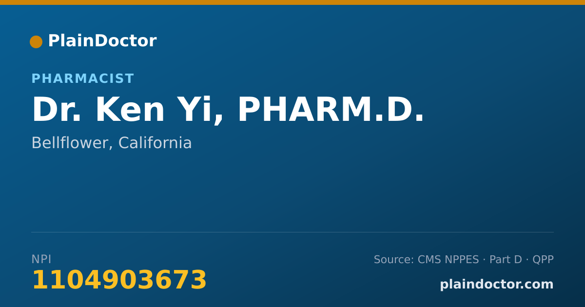 Shareable card for Ken Yi, PHARM.D. - Pharmacist, Bellflower, CA