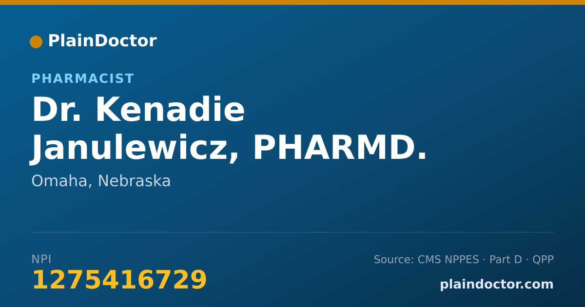 Shareable card for Kenadie Janulewicz, PHARMD. - Pharmacist, Omaha, NE