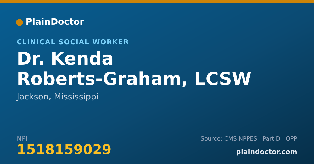 Shareable card for Kenda Roberts-Graham, LCSW - Clinical Social Worker, Jackson, MS