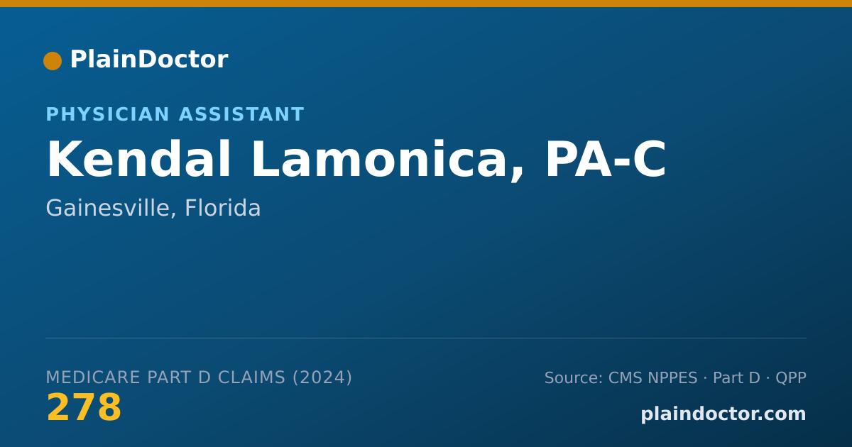 Shareable card for Kendal Lamonica, PA-C - Physician Assistant, Gainesville, FL