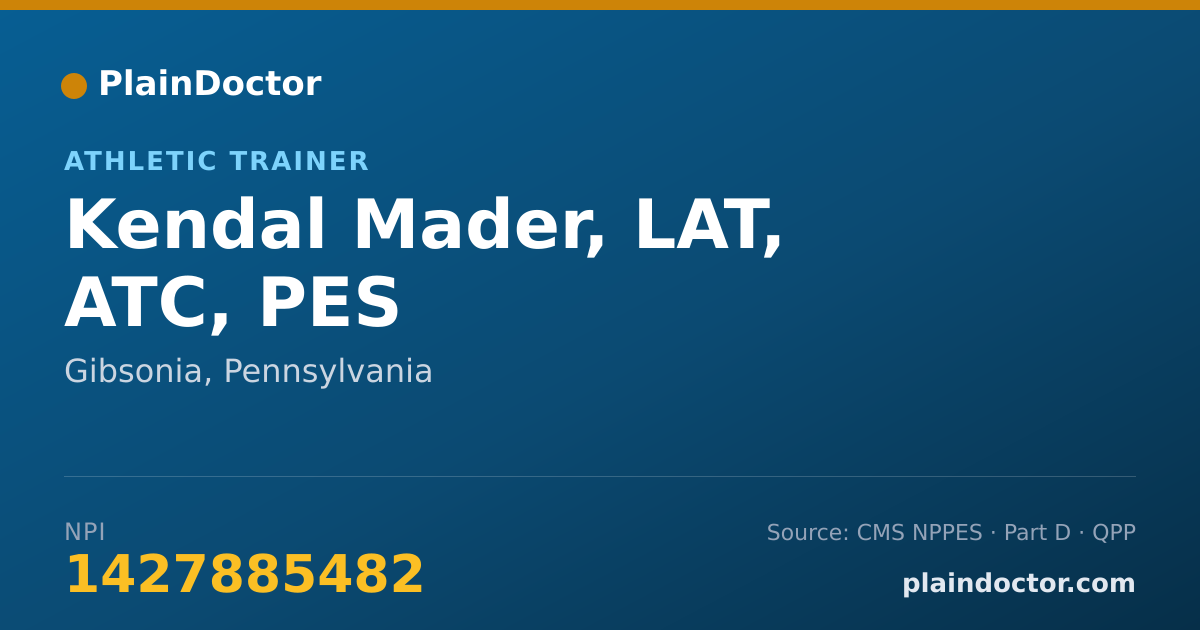 Shareable card for Kendal Mader, LAT, ATC, PES - Athletic Trainer, Gibsonia, PA