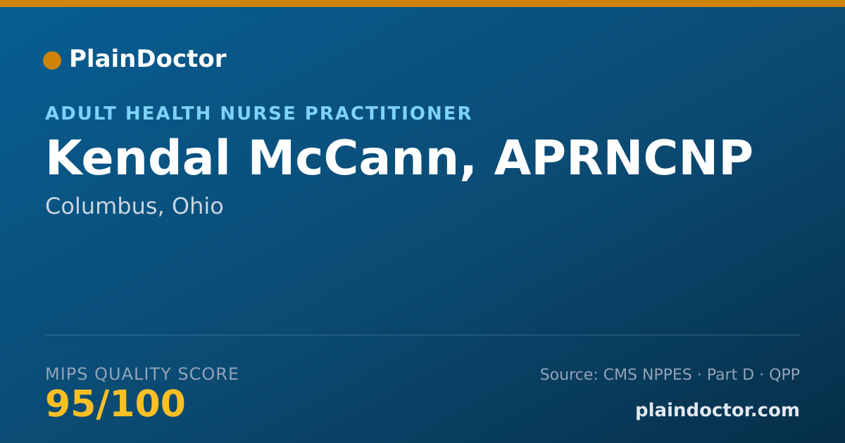 Shareable card for Kendal McCann, APRNCNP - Adult Health Nurse Practitioner, Columbus, OH