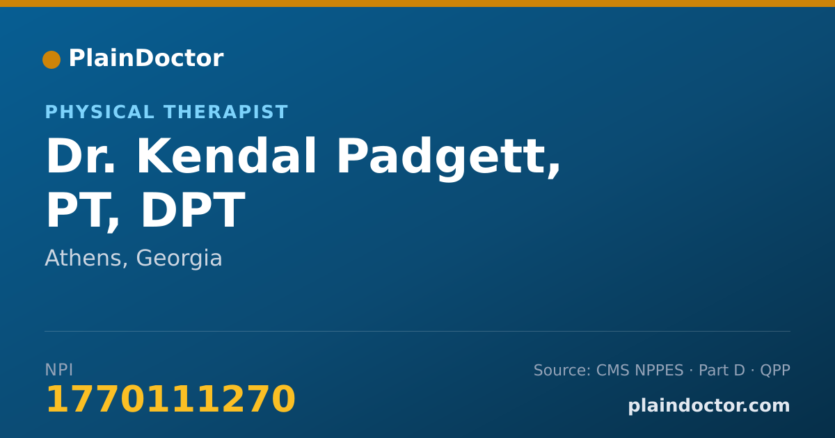 Shareable card for Kendal Padgett, PT, DPT - Physical Therapist, Athens, GA