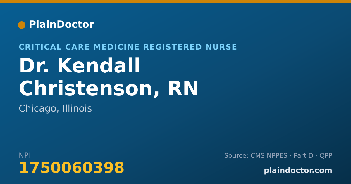 Shareable card for Kendall Christenson, RN - Critical Care Medicine Registered Nurse, Chicago, IL