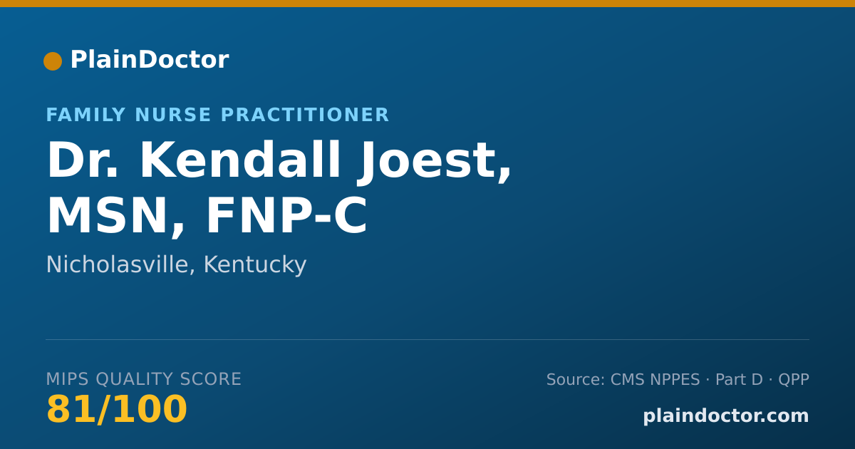 Shareable card for Kendall Joest, MSN, FNP-C - Family Nurse Practitioner, Nicholasville, KY